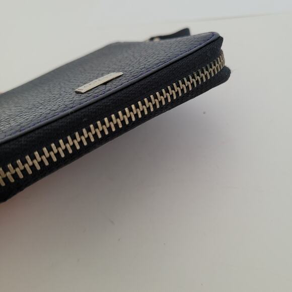 Kenzo Paris Bifold Wallet Solid Black Geniue Leather Medium Logo Zip Unisex - Picture 3 of 13